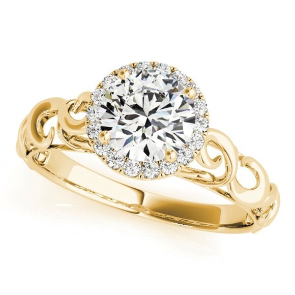 0.30 Ct Halo Diamond FG/VVS1 Engagement Wedding Ring In 10K Yellow Gold Jewelry - Picture 1 of 3